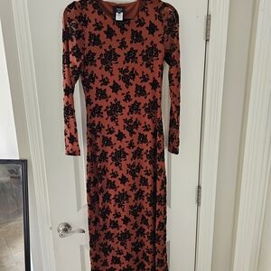Vici Long Sleeve Floral Dress - Black and Brown